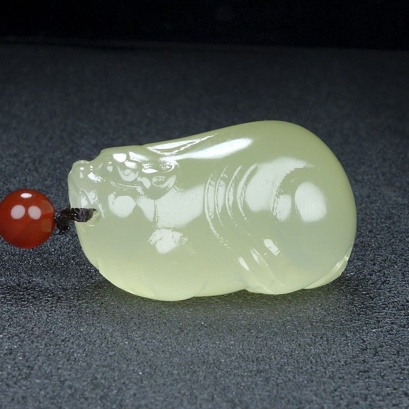 青白玉真品阿富汗冰青玉吊坠貔貅挂件男女款冰透玉石吊坠玉佩玉器