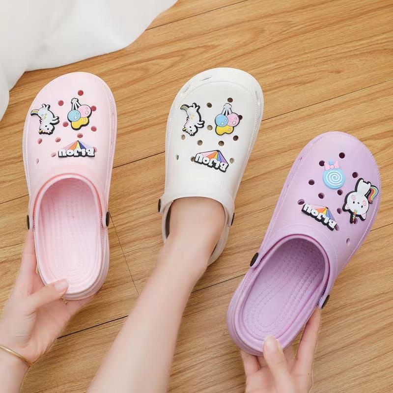 Summer Platform Coros Shoes Jelly Beach Shoes Girl Garden Student Flat Non-Slip Closed-Toe Slippers Another Female