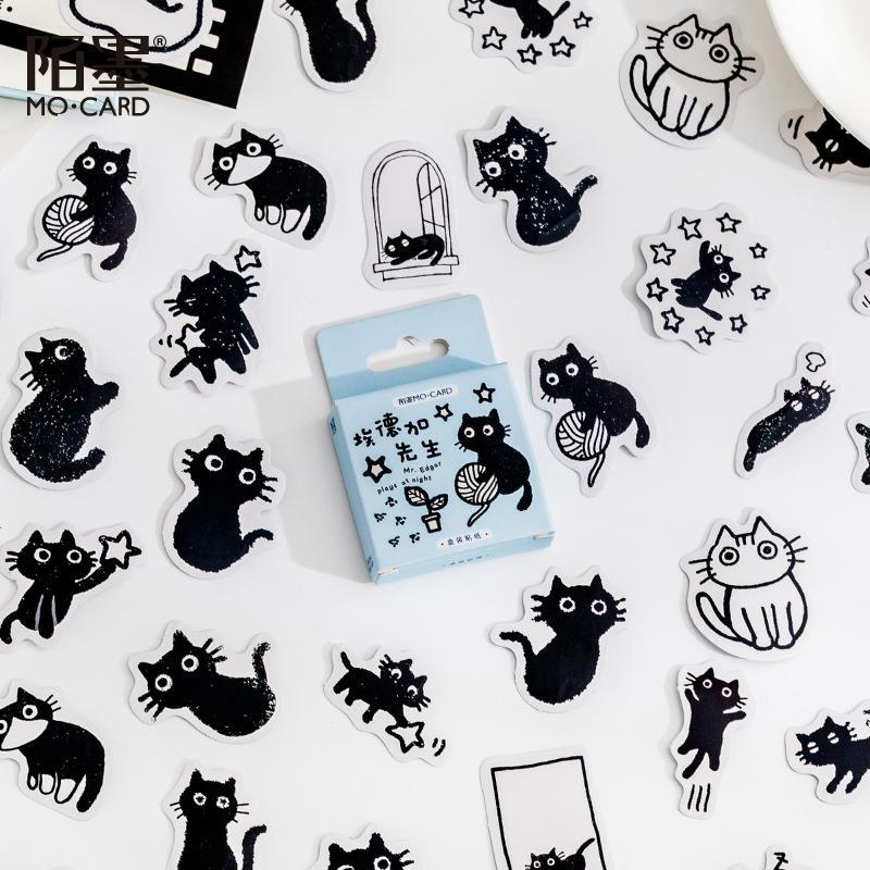 momo boxed stickers mr. edgar series cat theme journal diy material decorative stickers cross-border