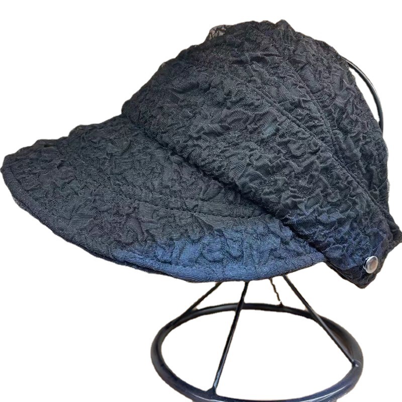 INS Internet Hot Sun Protection Sun Hat Female Ponytail Topless Hat All-Match Face Slimming Seersucker Bucket Hat