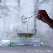 古法琉璃花笺琉璃勺花瓣舀茶勺精致泡茶器分茶勺茶道零配日式茶勺