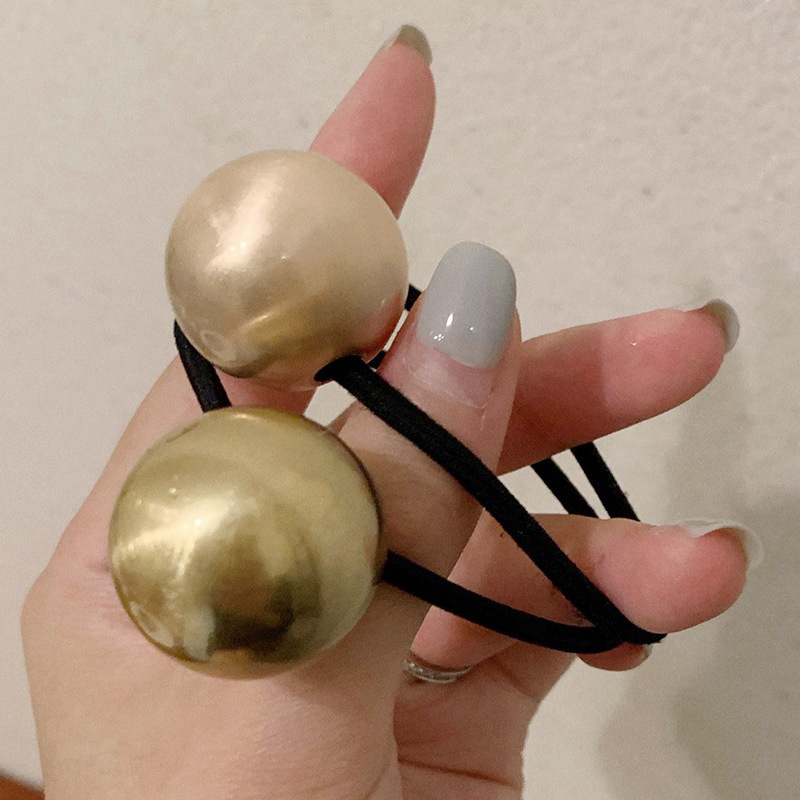 Korean Style Hair Ring Wholesale Vintage Brushed Gold Ball Minimalist Hair Rope Bun Updo Rubber Band Hair Accessories Women's Textured Hair Rope