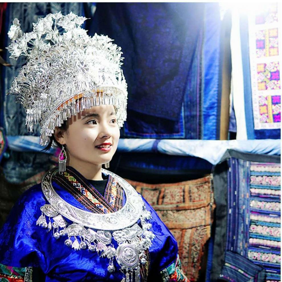 苗银头饰贵州苗族银饰帽子项圈牛角凤凰演出服装银饰帽子项圈直销