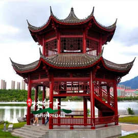 户外双层凉亭景观八角亭 仿古六角凉亭四角 古建凉亭长廊水榭