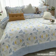 特惠尾货青花瓷全棉欧式手工绗缝被三件套床盖纯棉床罩空调被