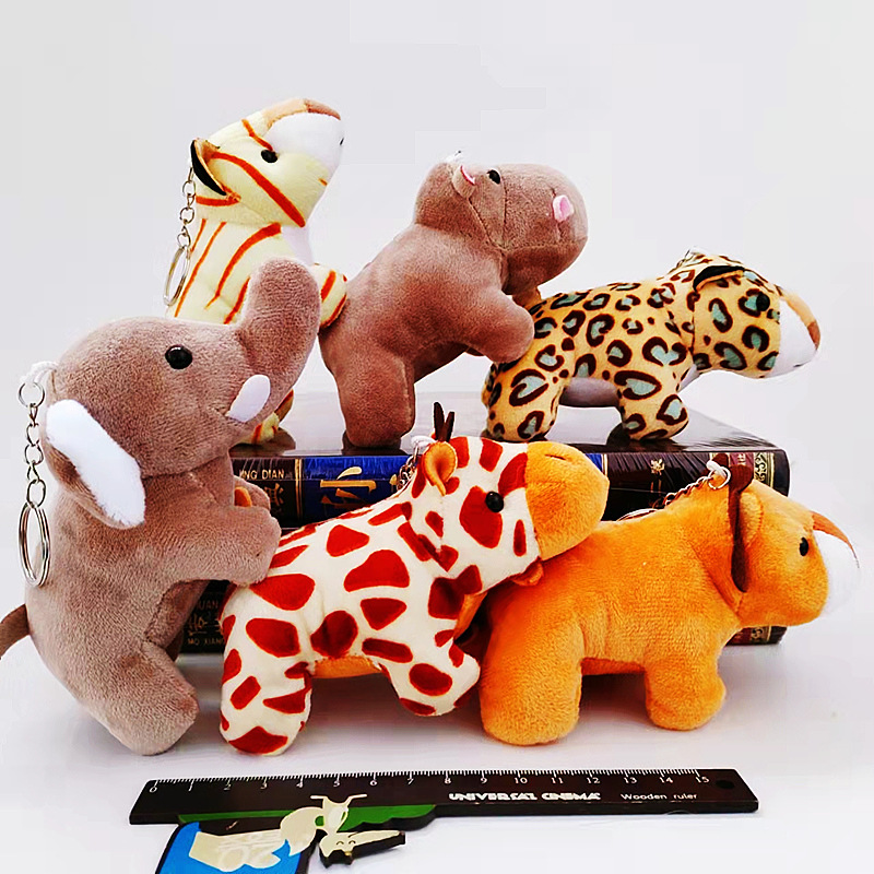 Wholesale Prize Claw Doll Forest Animal Cross-Border Four-Inch Lion Tiger Doll Doll Plush Toys Small Pendant Ornaments