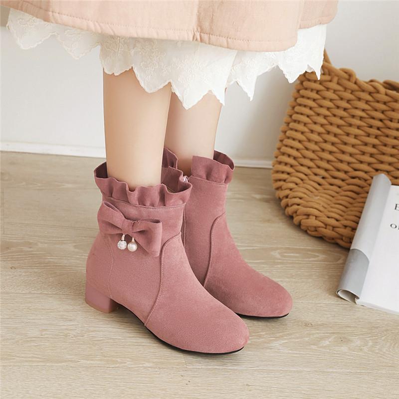 女童马丁靴靴子冬季儿童加绒短靴学生高跟棉靴小公主礼服中大童鞋