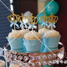 小王子蛋糕烘焙装饰儿童推推乐蓝色甜品台纸杯蛋糕生日装扮插批发