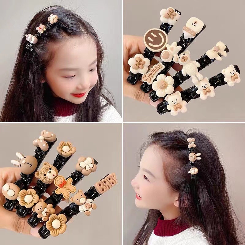 cute braided hair barrettes bangs side broken hair hairpin female online influencer artifact hair jaw clip headdress forehead duckbill clip