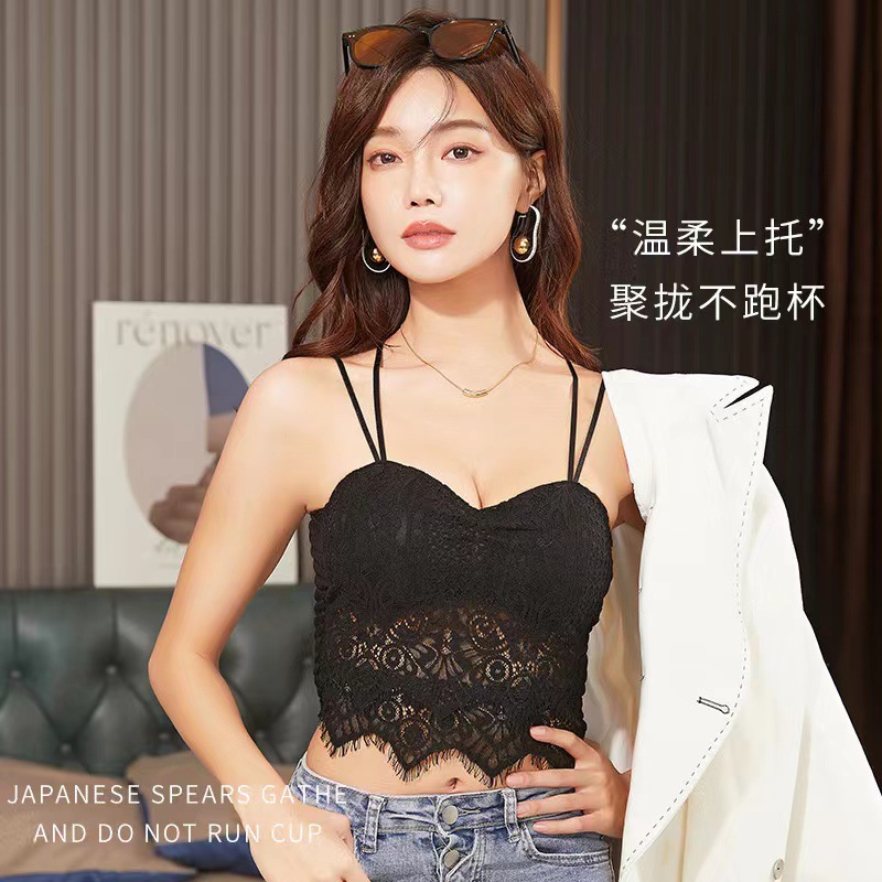 Beauty Back One-Piece Cup Sexy Underwear Vest Women's Inner Bra Lace Strap Summer Girl Beautiful Back Bra Underwear