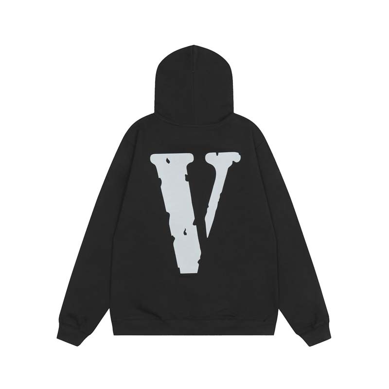 vlone jerry王一博同款3m反光大v高街嘻哈罗纹底摆连帽衫卫衣秋冬