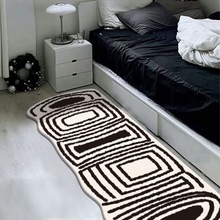 黑白格子仿羊绒地毯客厅沙发茶几毯卧室床边毯阳台防滑飘窗垫