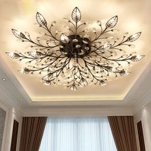美式水晶吸顶灯客厅灯现代简约欧式创意花形枝形led卧室餐厅灯具