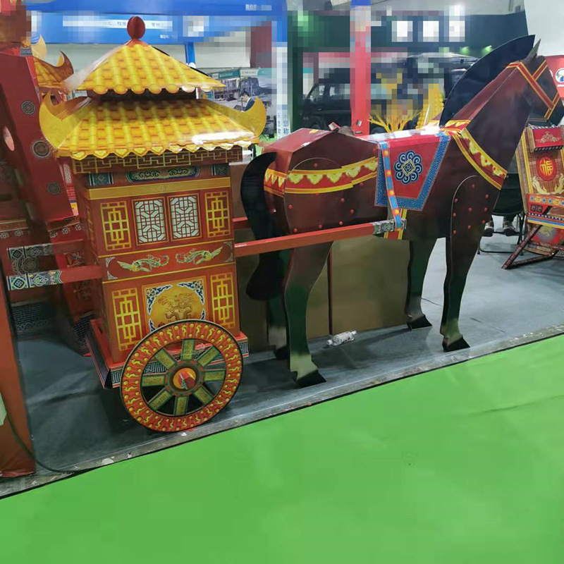 新款仿真牛马车马拉财殡葬用品纸扎活佛教道教祭祀用品金山银山