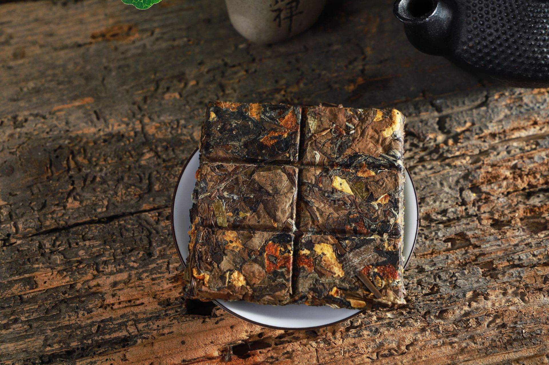 福鼎寿眉陈皮白茶小茶饼 紧压白茶6格子 便携老白茶30g饼