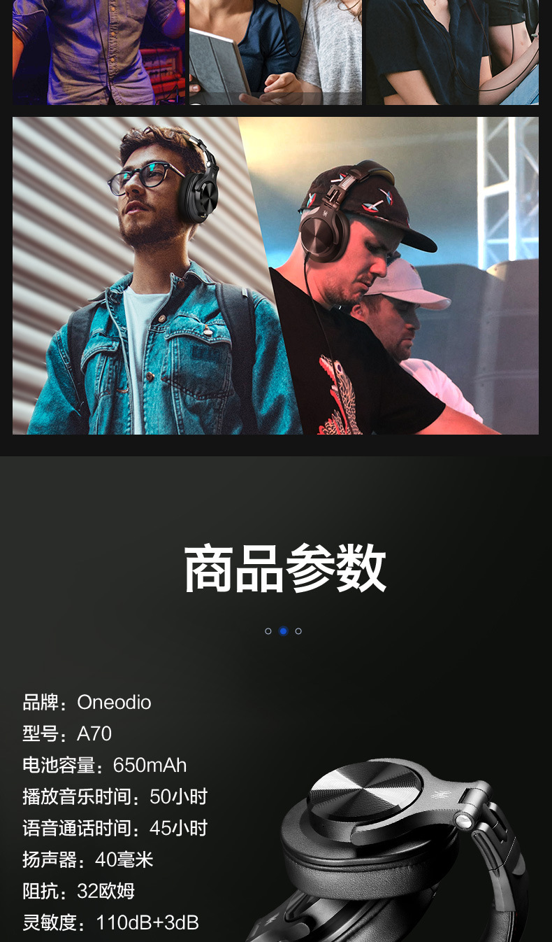 oneodio头戴式无线蓝牙监听耳机 外贸爆款立体声dj调音台有线耳机