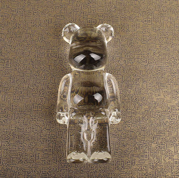 水晶玻璃暴力熊摆件透明水晶工艺小熊摆件定制家居商务礼品小熊