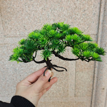 客厅仿真迎客松假绿植物崖柏松树盆栽假山鱼缸造景插花装饰小摆件