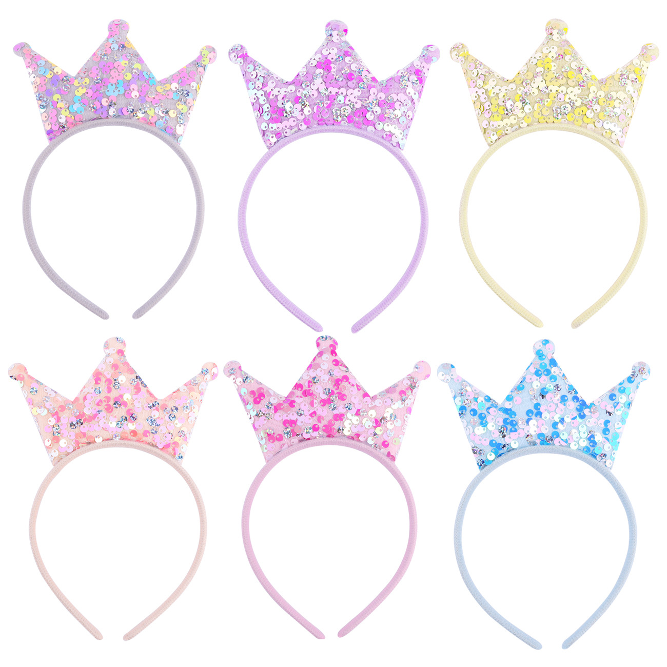 Girl Princess Big Crown Headband Sweet Double-Sided Sequined Crown Hairpin Birthday Little Girl Gift Ornament