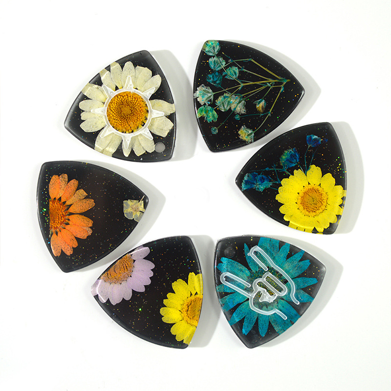 Flower Card Diy Crystal Glue Mold Guitar Pick Mold Storage Box Music Accessories Keychain Silicone Mold