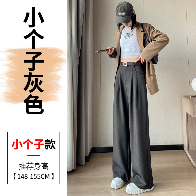 2023 Winter New Fleece-Lined Thickened Suit Pants High Waist Narrow Wide Leg Pants Straight Mopping Pants Women Real Shot Spot