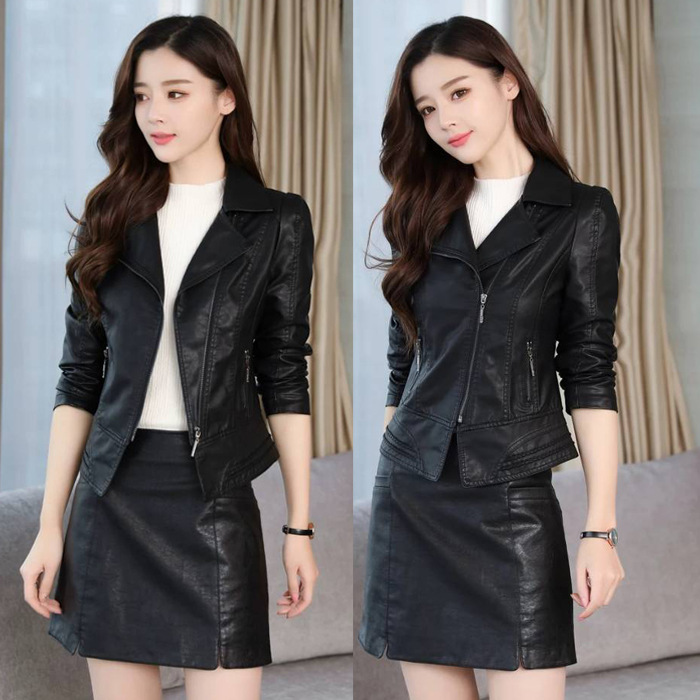 短款皮衣女季装新款收腰修身皮外套时尚皮夹克上衣