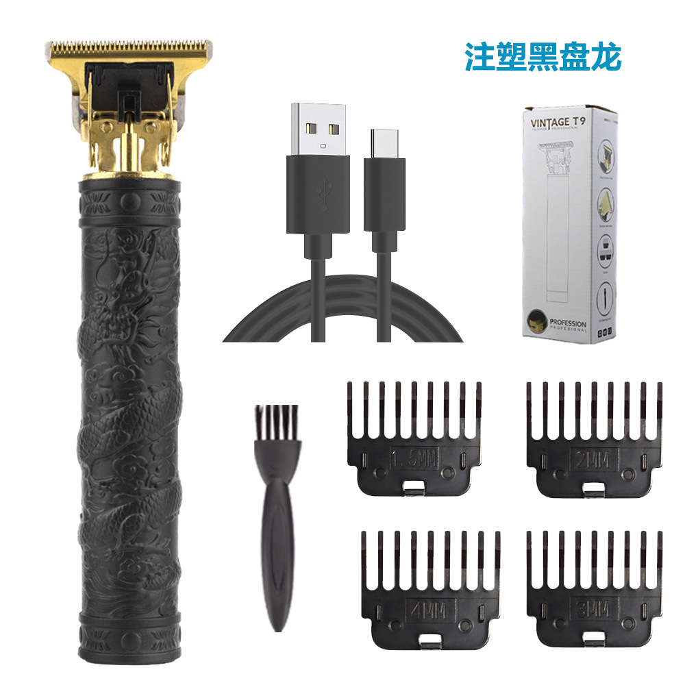 Cross-Border Household Electric Hair Clipper Plastic Buddha Head Dragon Pattern Oil Head Electric Clipper Hair Shaver Retro Electric