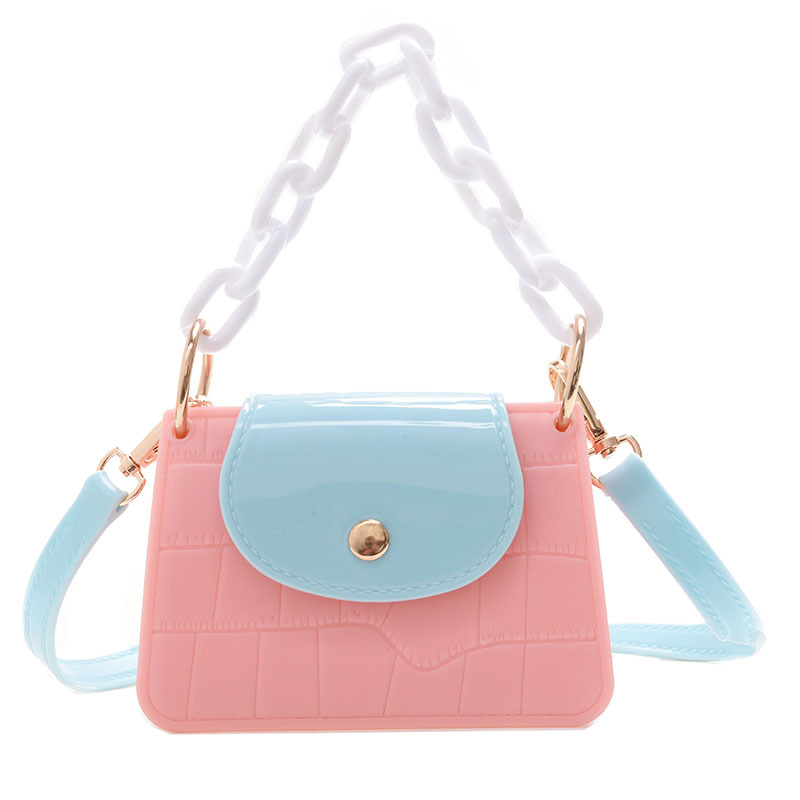 2024 Summer New Trendy Bag Macaron Contrast Color Gel Bag Shoulder Messenger Bag Fashion Popular Mini Square Bag