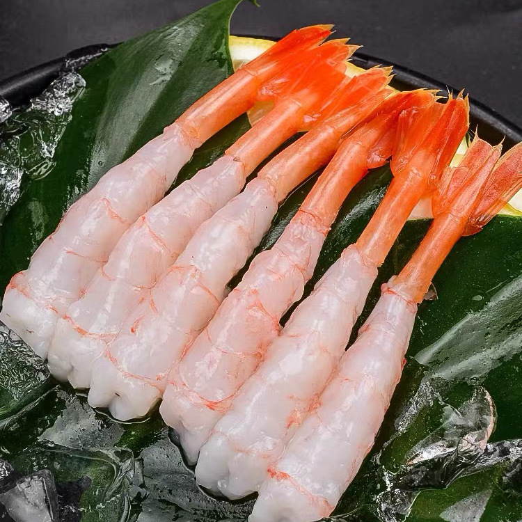 俄罗斯北极甜虾刺身网红即食去壳日料寿司冻对虾仁尾批发日式料理