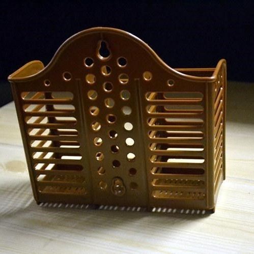 加厚仿木筷子筒免打孔壁挂式沥水筷篓大容量三格塑料可立式筷子篓