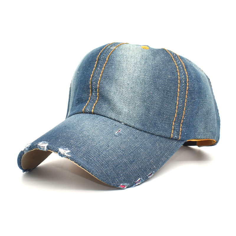 Korean Style Ripped Denim Baseball Cap Spring/Summer Female New Peaked Cap Fashion Trend Male Outdoor Breathable Sun Hat