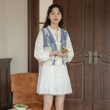 韩系学院风俏皮可爱白小白裙气质连衣裙搭毛衣两件套装女春季新款
