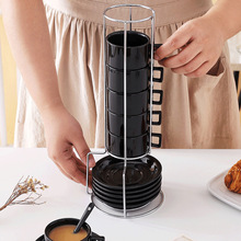 亚马逊高颜值杯碟收纳杯架组合陶瓷咖啡杯器具下午茶具套装拿铁杯