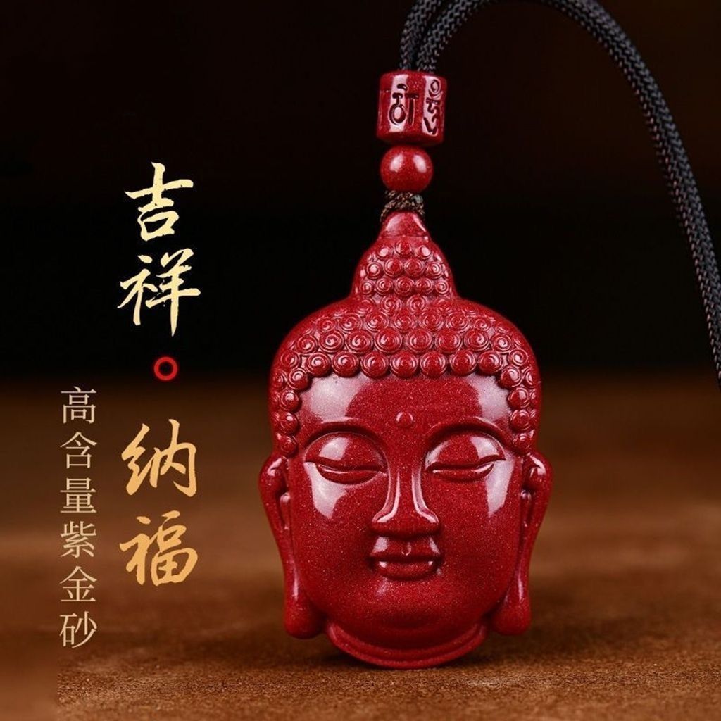 紫金砂佛头吊坠朱砂项链网红款毛衣链清新甜美-阿里巴巴