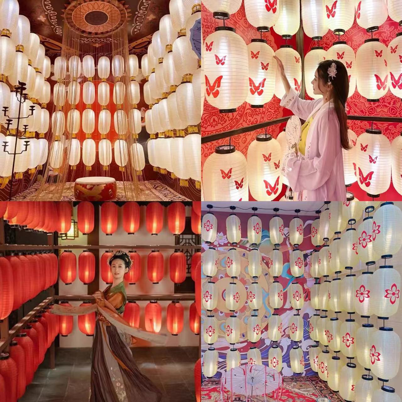 古风道具灯笼网红汉服古装拍照灯笼背景墙景区花灯米白黄灯笼定制