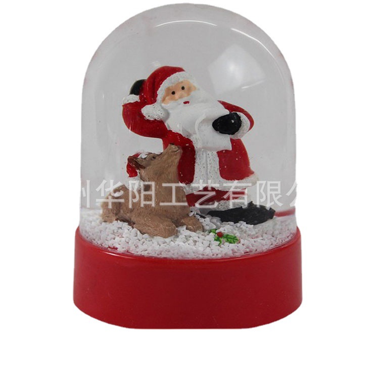 圣诞节圣诞老人水晶玻璃球树脂工艺品摆件卡通企鹅雪人水球装饰品