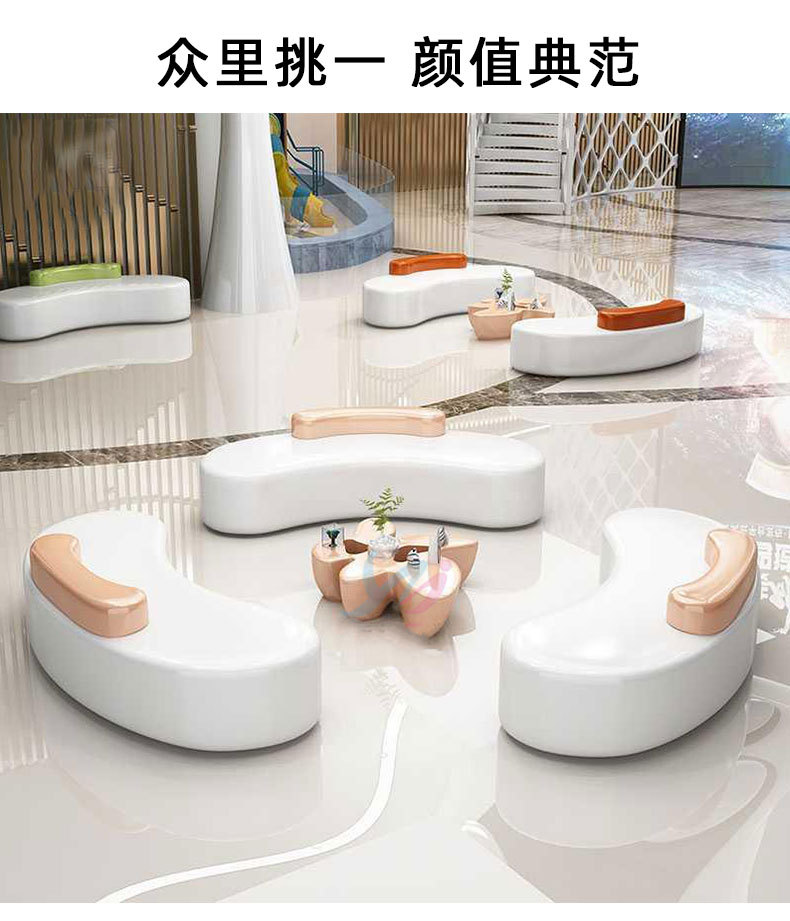 玻璃钢休闲座椅创意弧形坐凳商场酒店影院室内外美陈长椅厂家直售