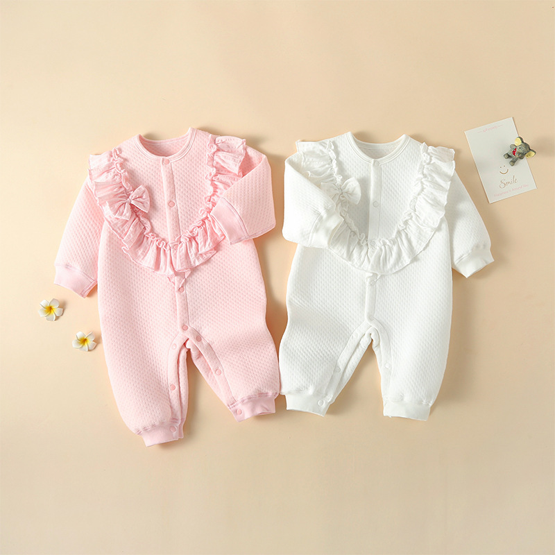 Western Style Baby Clothes Baby Girl Bow Princess Romper Cute Newborn Jumpsuit Full Moon Romper