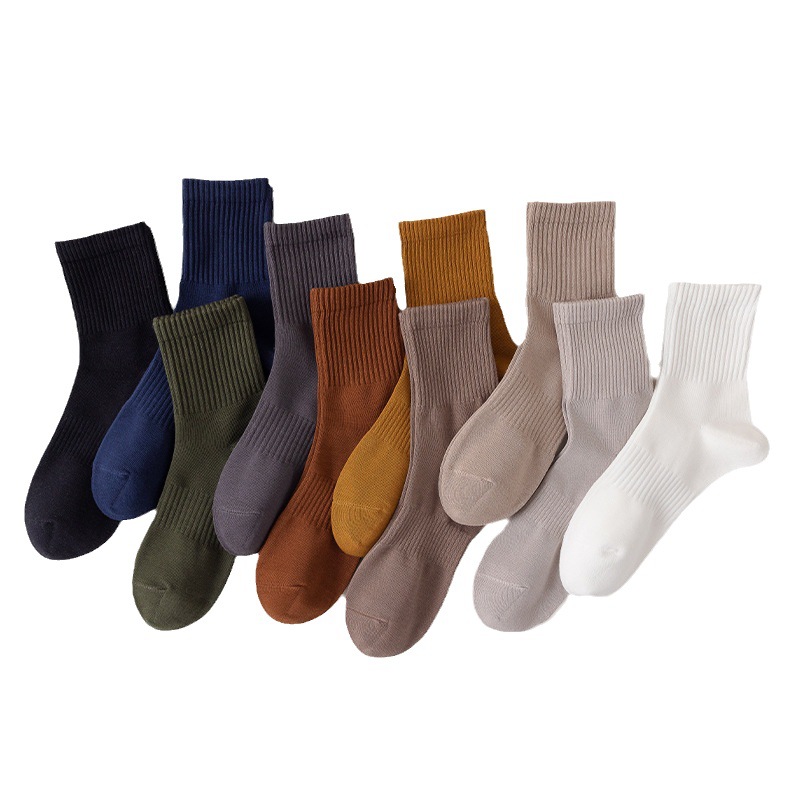 White Socks Men's Solid Color Breathable Sweat Absorbing Autumn and Winter New Sweat-Absorbent Waist Non-Slip Sports Trendy Zhuji Socks