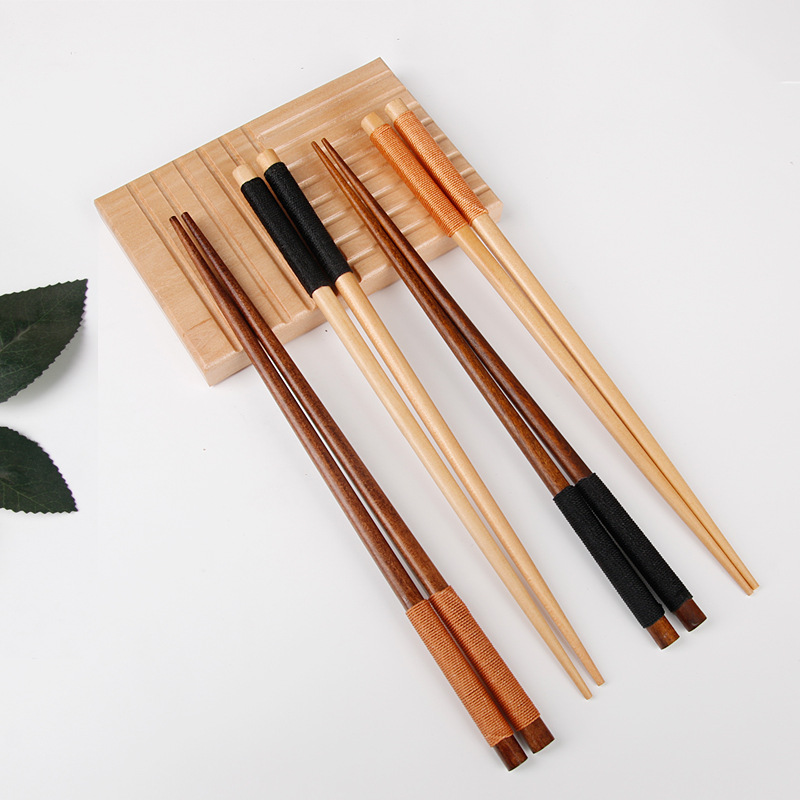 防滑缠线木筷 日式餐具木制筷子创意绕线防滑木筷子厂家批发现货