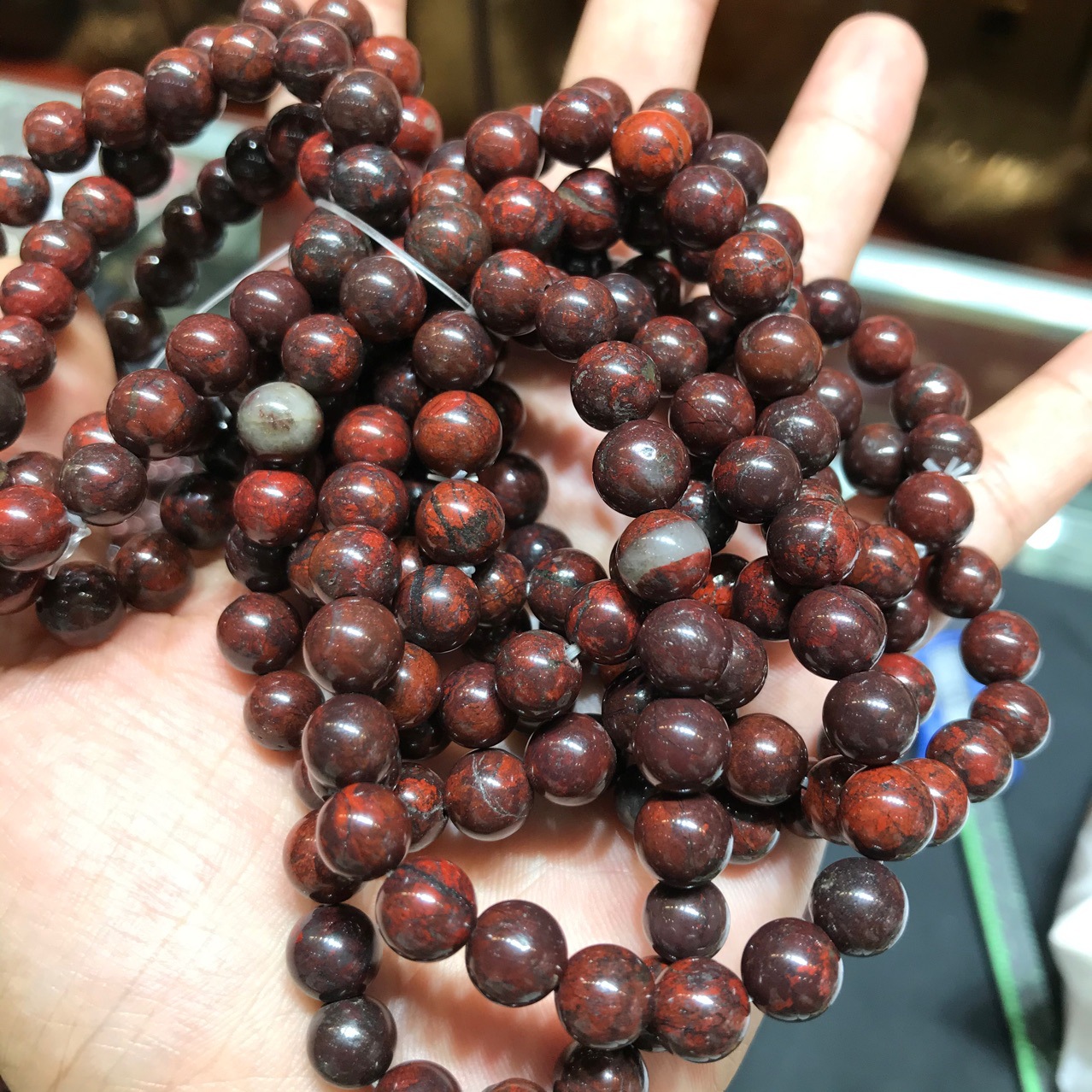 天然陨石红伊丁手链陨石原石红伊丁手串手链批发直播福利款