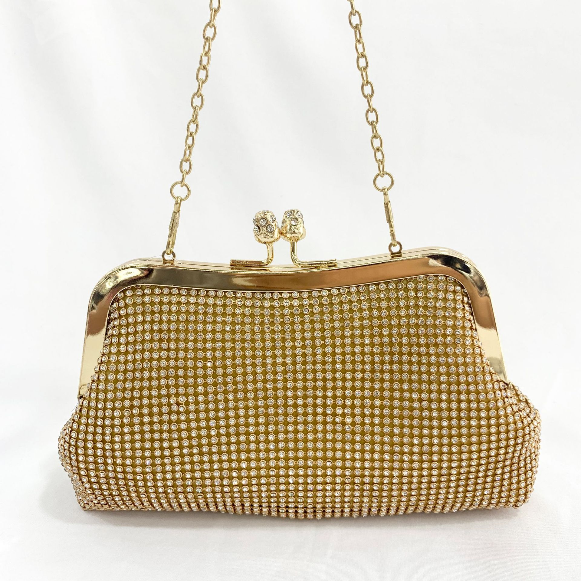 跨境金属水钻晚宴包彩虹渐变链条晚装包高档新娘手拿包party bag