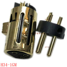 镀金款卡侬公母头 3P焊线式音响连接器公头+母头 HGN34-1GM