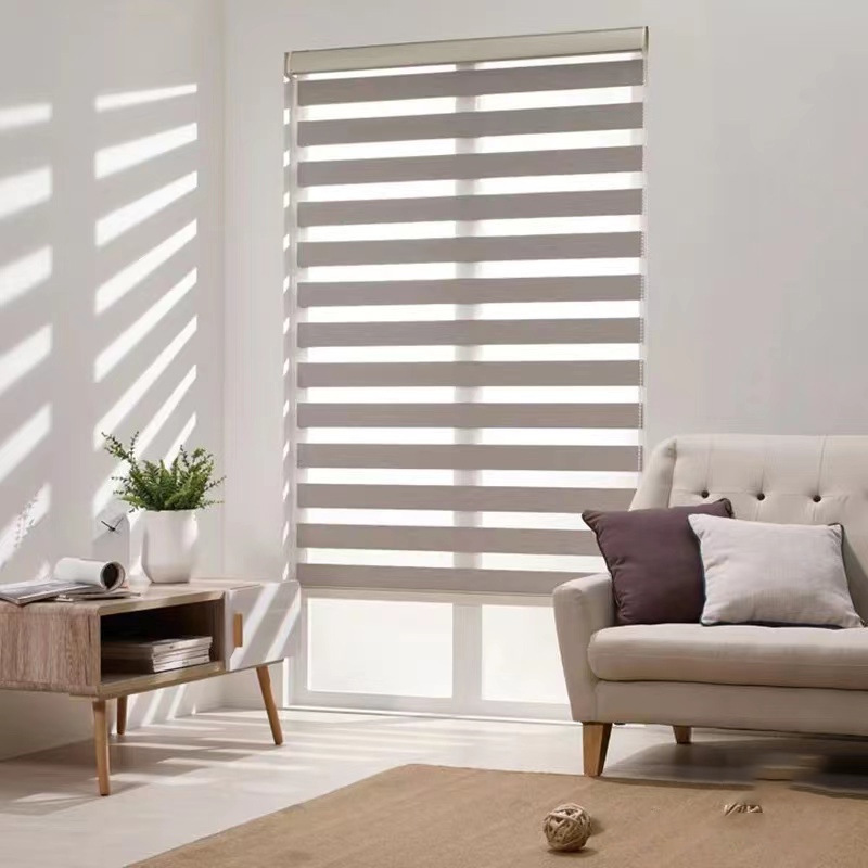 hy2柔纱帘防水半遮光卷帘斑马帘办公室洗手间电动免打孔百叶窗帘