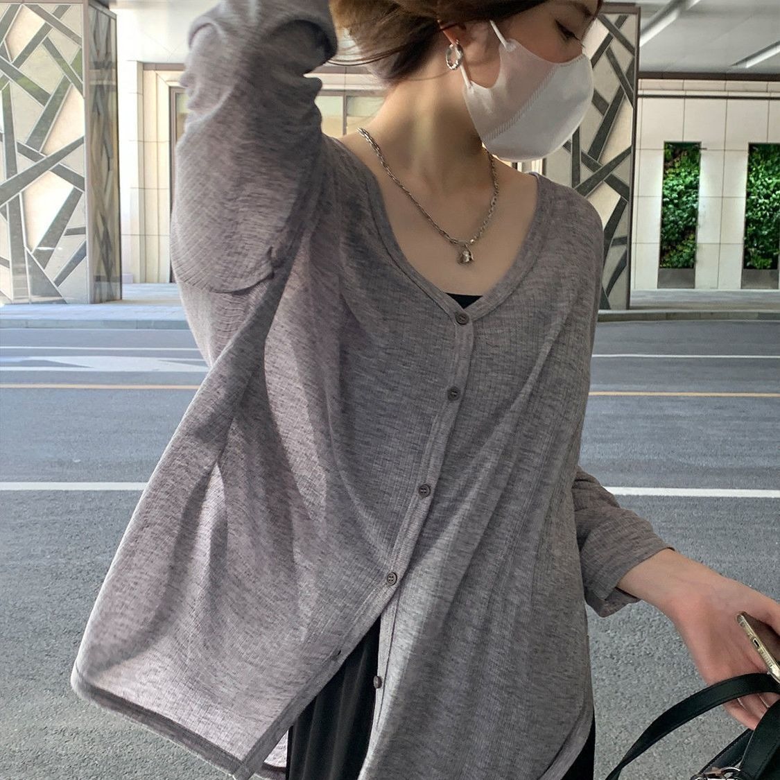 2023新款防晒衣女长款长袖韩版宽松雪纺披肩夏季外搭开衫薄款外套