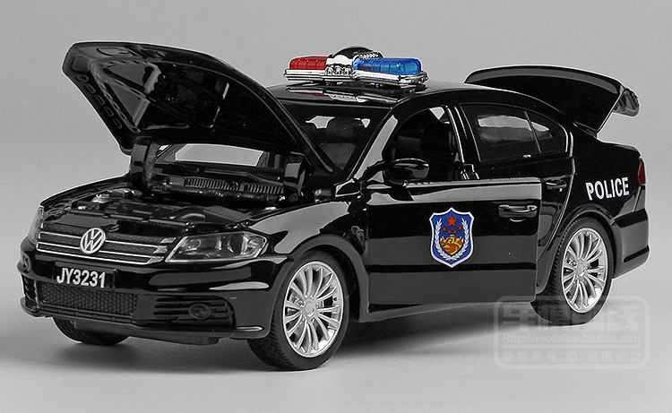嘉业vb32314大众朗逸警车合金车模汽车模型回力声光玩具盒装批发