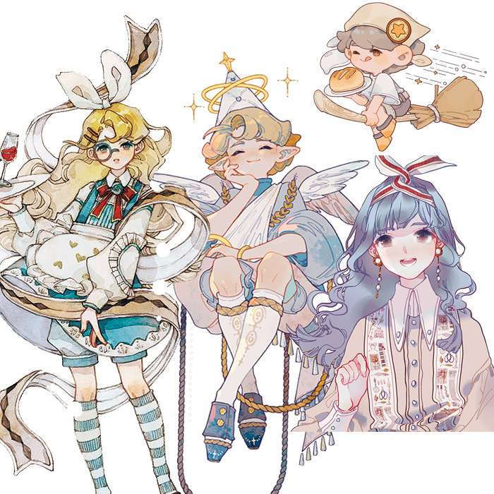 黄皮桑手帐和纸pet人物胶带分装网红款祈祷天使烘焙学徒