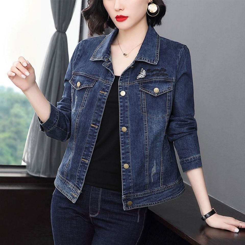 2022秋装女装新款修身短款牛仔褂外套女宽松妈妈春秋上衣服ins潮
