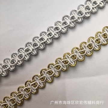 3cm 金银蝴蝶花边织带 窗帘箱包裤腰花边 diy工艺民族花边-阿里巴巴