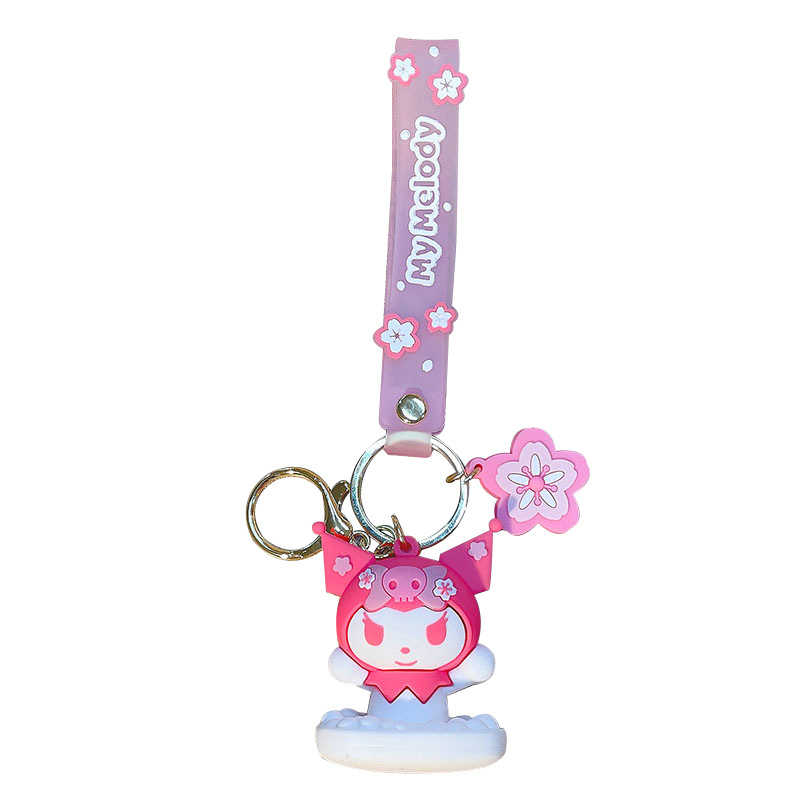 Cute Sakura-Shaped Sanrio Keychain Cartoon My Melody Clow M PVC Doll Bag Package Pendant Gift Wholesale